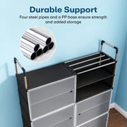 ioware Upgraded Shoe Rack for Home Plastic, Portable Shoe Rack with Dustproof Door for Heels/Slippers/Boots,𝟔-𝐃𝐨𝐨𝐫_𝟏0-𝐒𝐡𝐞𝐥𝐟 Shoe Storage Cabinet for Entryway or Bedroom - Black